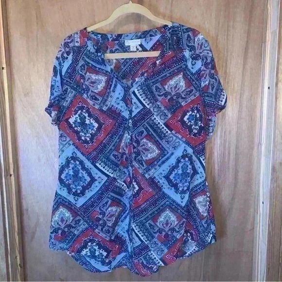 CB established 1962 Tops - CB Established 1962 Blouse Tunic Top 1X Womans Plus Blue Short Sleeves